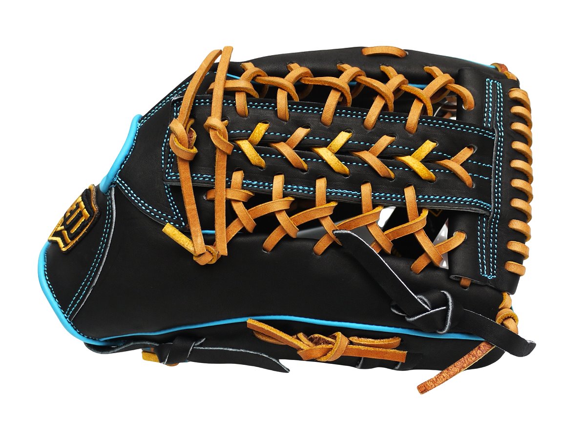 ZETT Pro Model Elite 12.75 inch Outfielder Glove - Black/Skyblue #4