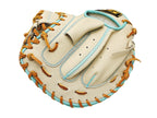 ZETT Pro Model - Elite Series 33" Open Back Catcher's Mitt - Beige/Skyblue #3