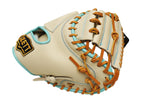 ZETT Pro Model - Elite Series 33" Open Back Catcher's Mitt - Beige/Skyblue #4