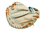 ZETT Pro Model - Elite Series 33" Open Back Catcher's Mitt - Beige/Skyblue #5