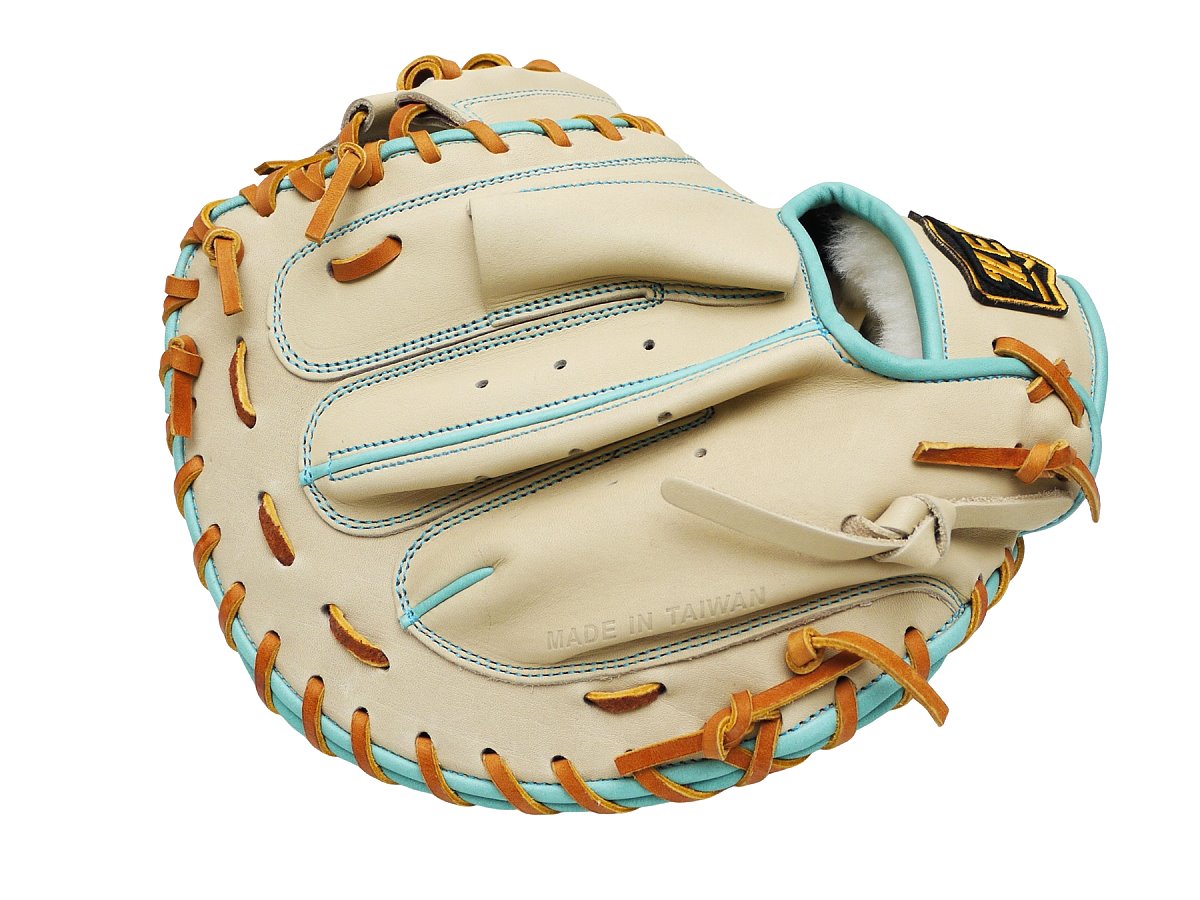 ZETT Pro Model - Elite Series 33" Open Back Catcher's Mitt - Beige/Skyblue #5