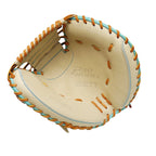 ZETT Pro Model - Elite Series 33" Open Back Catcher's Mitt - Beige/Skyblue #7