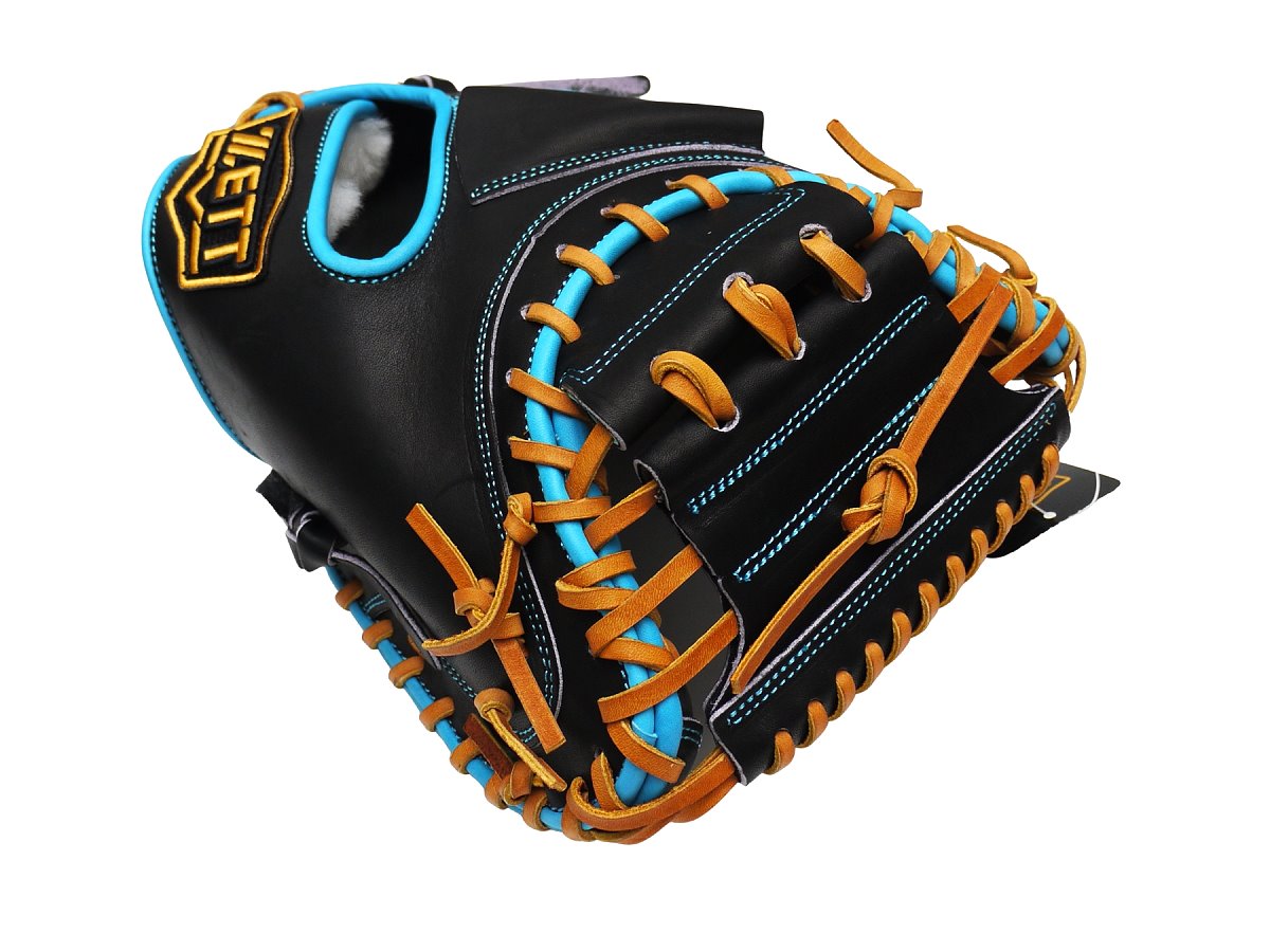 ZETT Pro Model - Elite Series 33" Open Back Catcher's Mitt - Black/Skyblue
