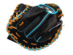 ZETT Pro Model - Elite Series 33" Open Back Catcher's Mitt - Black/Skyblue