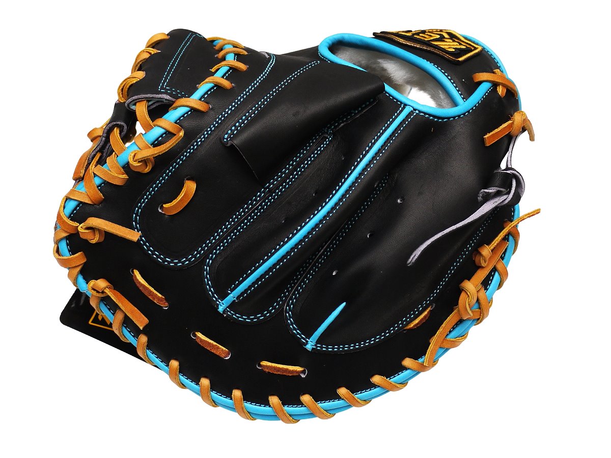 ZETT Pro Model - Elite Series 33" Open Back Catcher's Mitt - Black/Skyblue