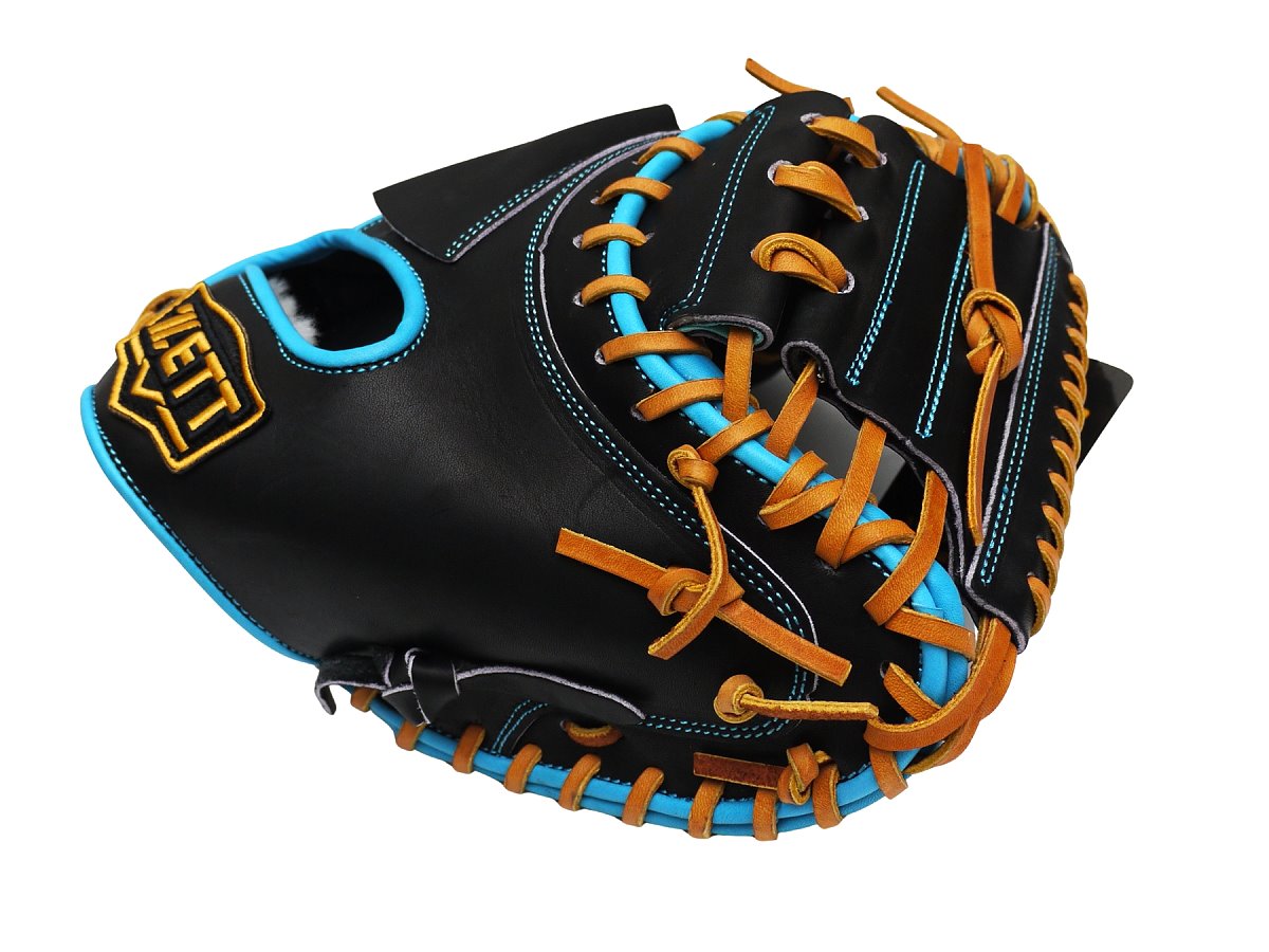 ZETT Pro Model - Elite Series 33" Open Back Catcher's Mitt - Black/Skyblue