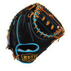 ZETT Pro Model - Elite Series 33" Open Back Catcher's Mitt - Black/Skyblue