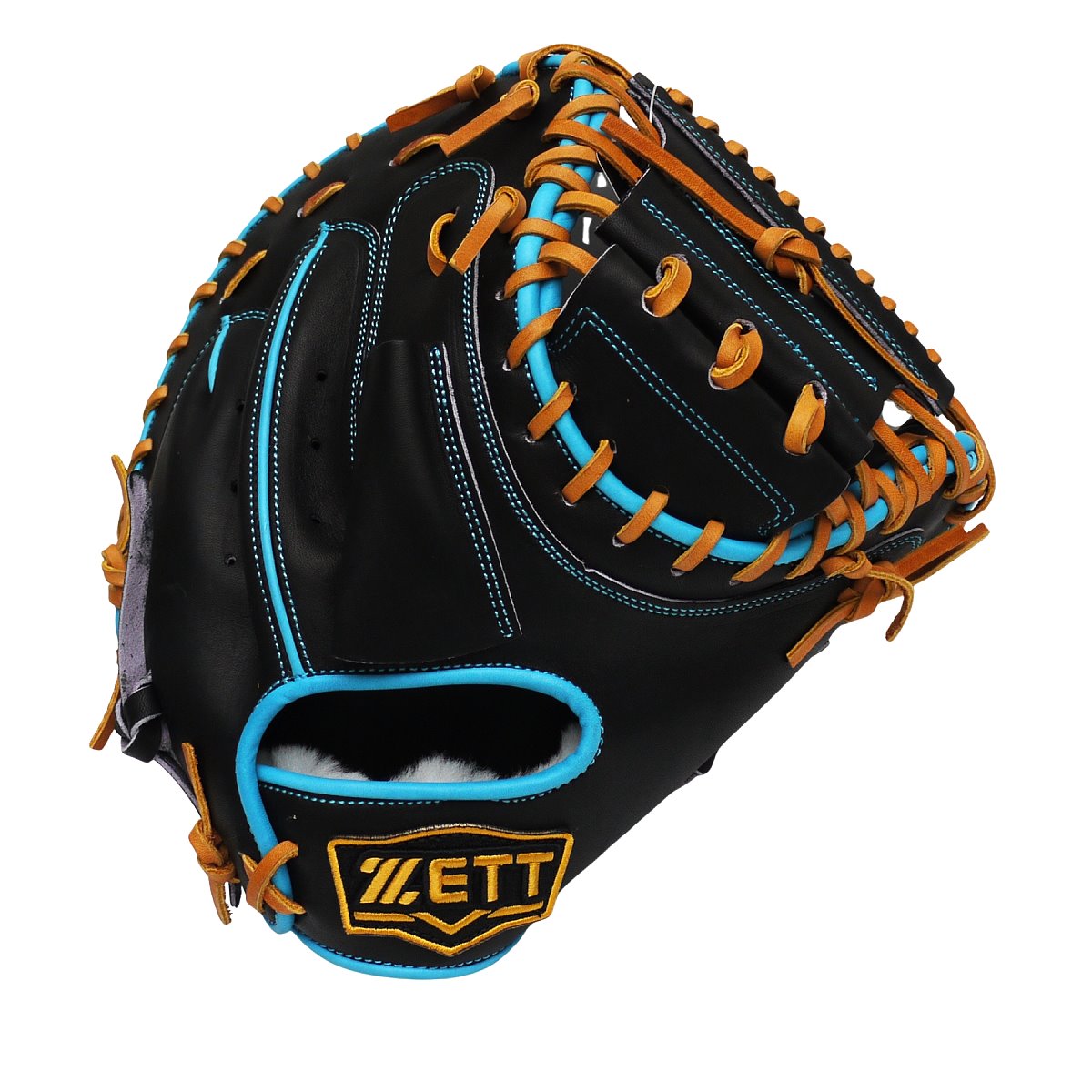 ZETT Pro Model - Elite Series 33" Open Back Catcher's Mitt - Black/Skyblue