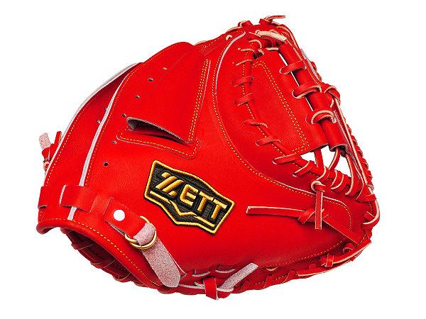 ZETT Pro Japan Steerhide 34 inch Catcher Mitt - Red #1