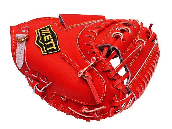 ZETT Pro Japan Steerhide 34 inch Catcher Mitt - Red #4