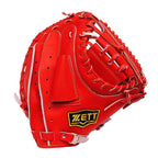 ZETT Pro Japan Steerhide 34 inch Catcher Mitt - Red #6