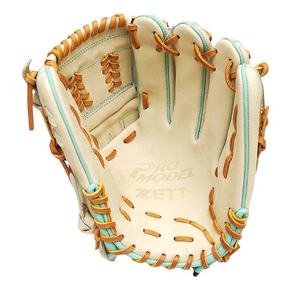 ZETT Pro Model Elite 12 inch Pitcher Glove - Beige/Skyblue #7