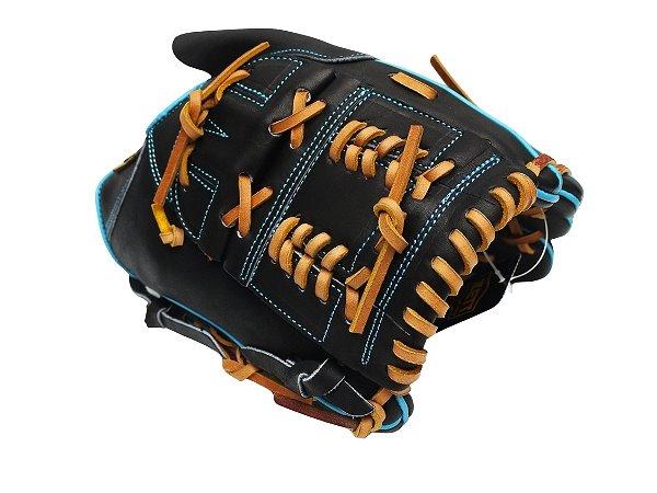 ZETT Pro Model Elite 12 inch Pitcher Glove - Black/Skyblue #2
