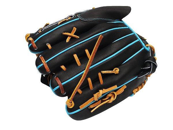 ZETT Pro Model Elite 12 inch Pitcher Glove - Black/Skyblue #3