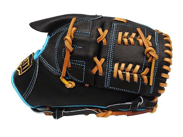 ZETT Pro Model Elite 12 inch Pitcher Glove - Black/Skyblue #4