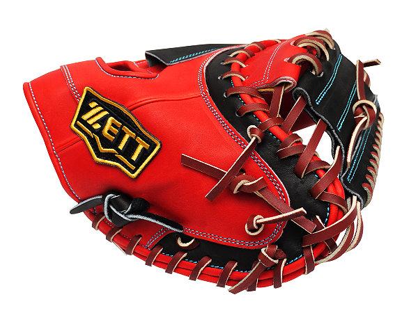 ZETT Pro Model Elite 33 inch Open Back Catcher Mitt - Red/Black #3