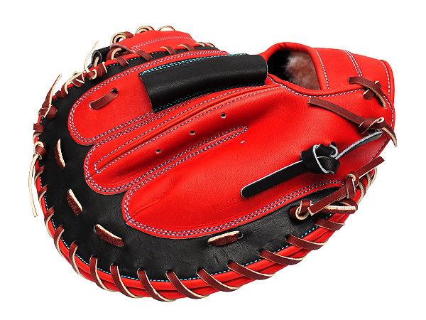 ZETT Pro Model Elite 33 inch Open Back Catcher Mitt - Red/Black #4